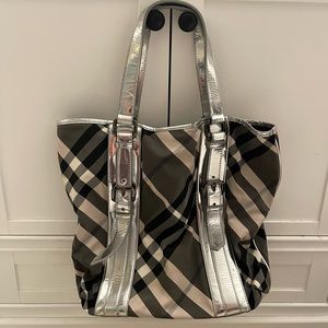 Silver and black BURBERRY bag